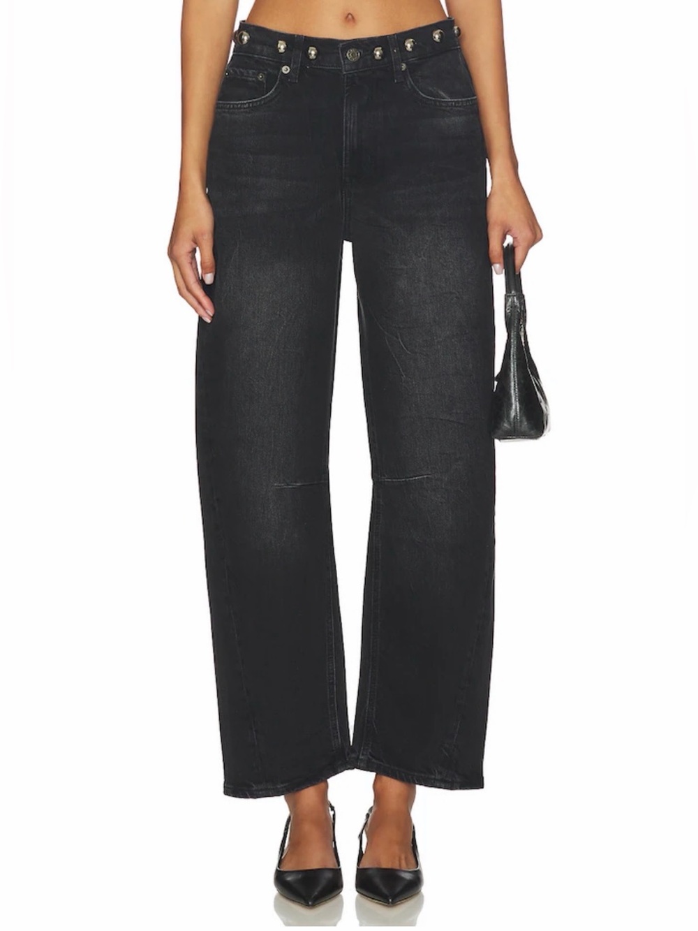 Rails Samo black acid washed studded barrel Jeans 26